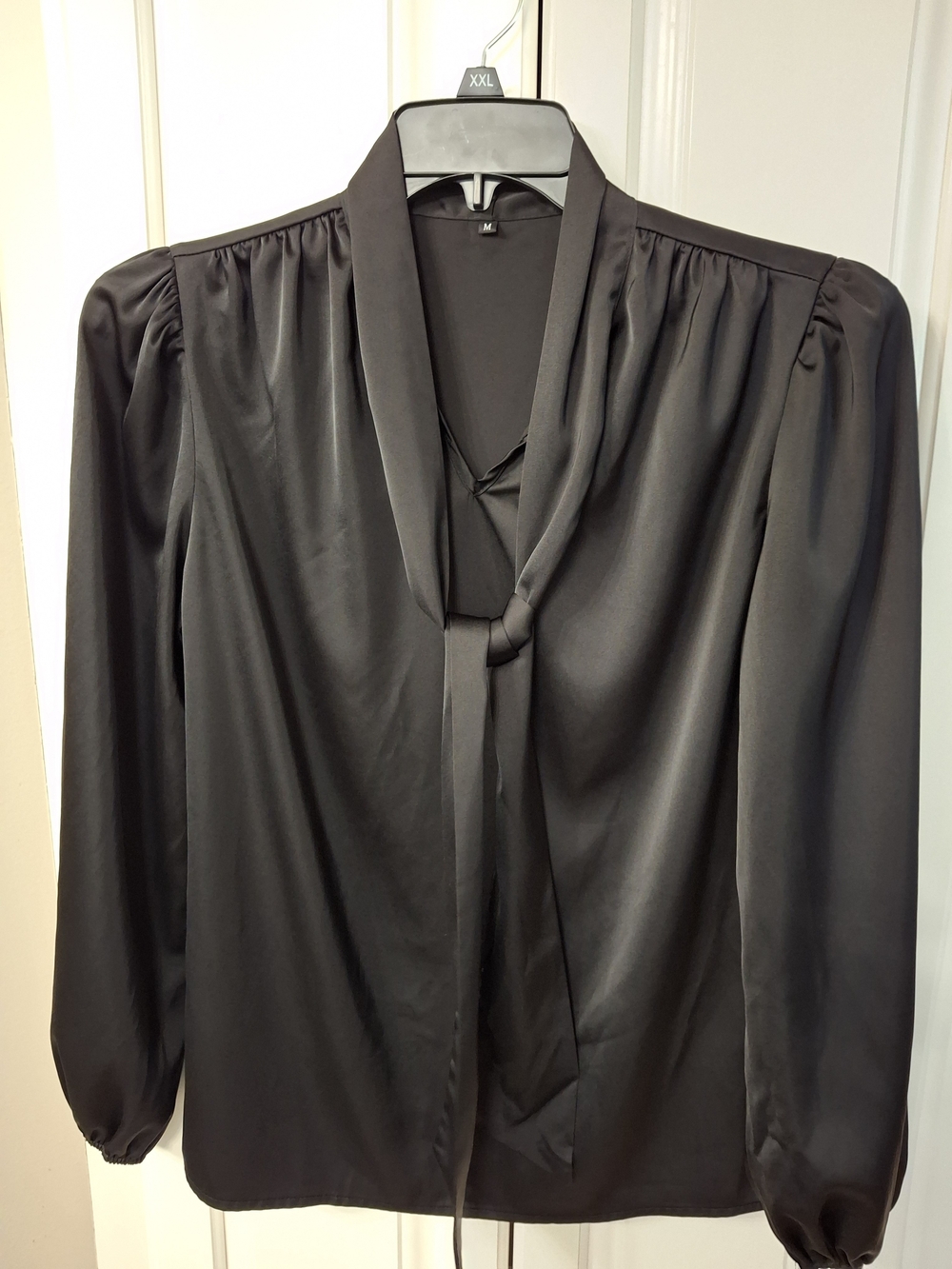 Elegant Black Tie-Neck Blouse - Women